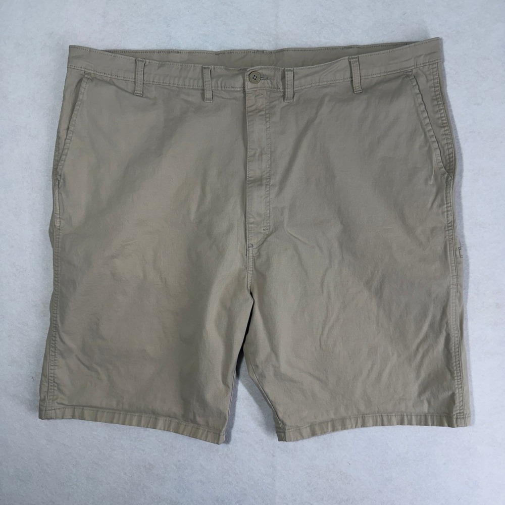 Wrangler Authentics Men's 46 Shorts Flat Front Casual Elastic Waist‎ Khaki